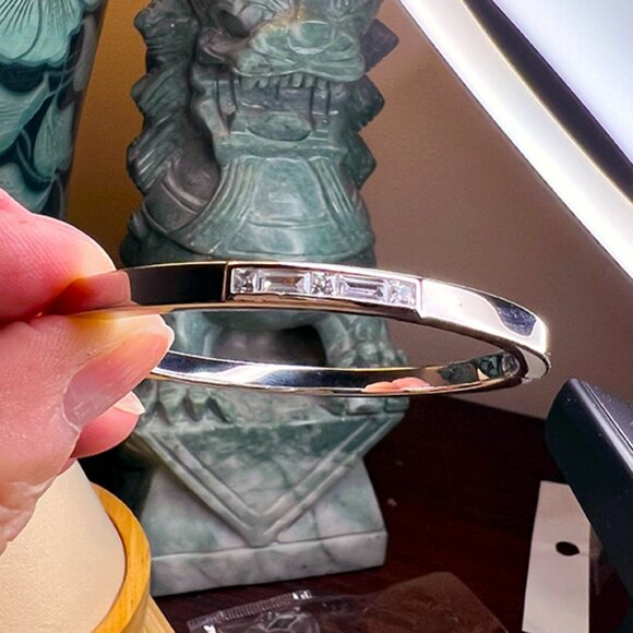 Danori CZ Channel Set, Silver Plated, Hinged Bracelet - NWOT - Picture 1 of 3